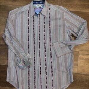ROBERT GRAHAM Flip Cuff Knowledge Wisdom Truth Button Down Cotton/silk Large